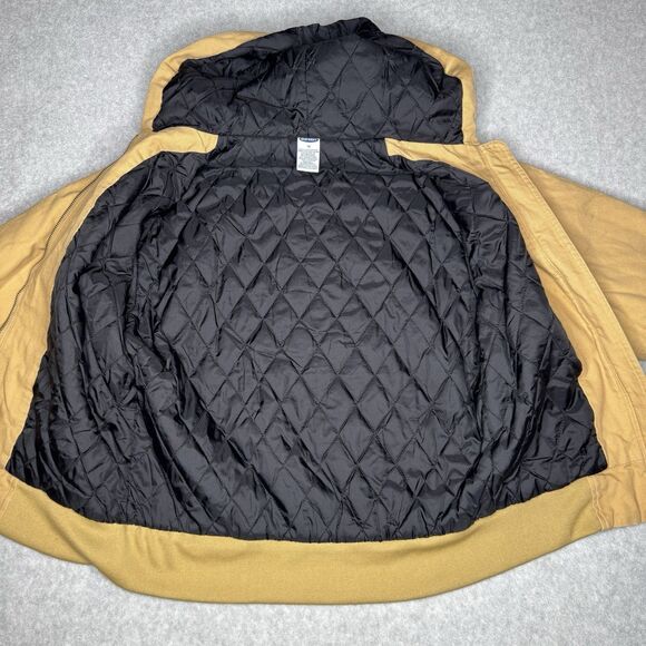 Old Navy Cargo Jacket Boys 12 Beige Cotton Quilted Canvas Hooded Bomber Farm - Picture 5 of 9